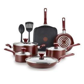 T-fal Easy Care 12-Piece Non-Stick Cookware Set, Pots and Pans, Red T-fal Easy Care 12-Piece Non-Stick Cookware Set, Pots and Pans, Red