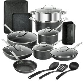 Pots and Pans Set 20 Piece Complete Cookware Bakeware Set Nonstick Dishwasher Oven Safe Black Pots and Pans Set 20 Piece Complete Cookware Bakeware Set Nonstick Dishwasher Oven Safe Black